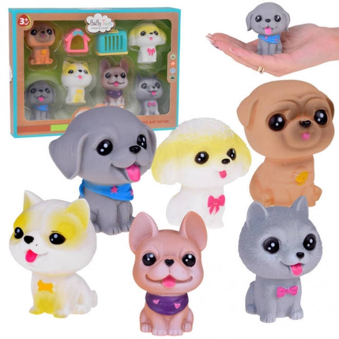 Sæt af gummi hundefigurer
