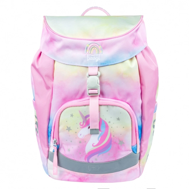 BAAGL SÆT 3 Airy Rainbow Unicorn: skoletaske, penalhus, pose