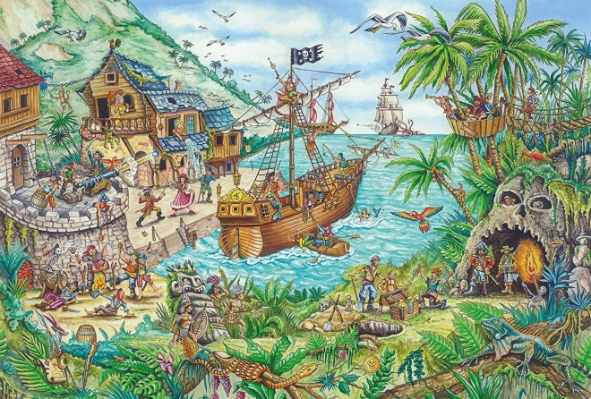 SCHMIDT Puslespil I Piratbugten 100 brikker + gave (piratflag)