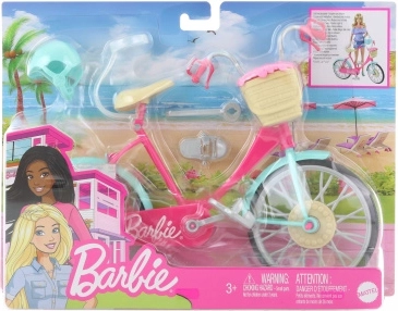 Cykel til Barbie-dukke med kurv og hjelm