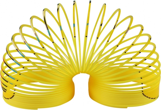 Magisk fjeder med smiley – gul antistress-spiral
