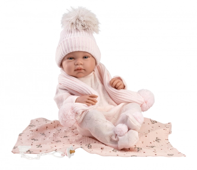 Llorens 84338 NEW BORN PIGE - realistisk dukke baby med fuldt vinylkrop - 43 cm