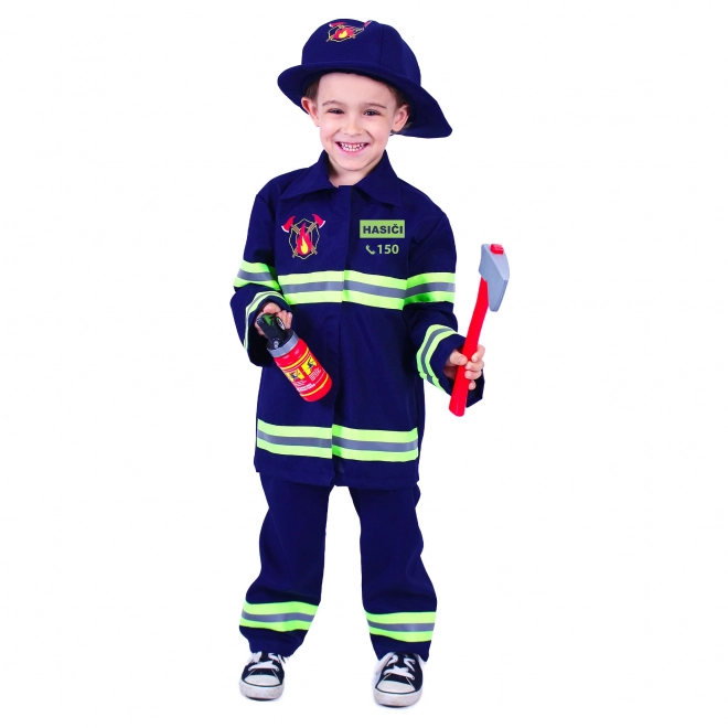 Børnekostume brandmand - tjekkisk tryk (S)