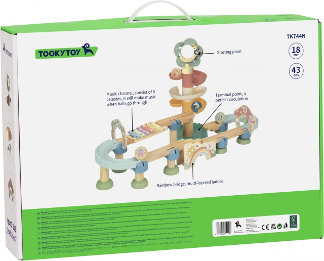 Træ kuglebane med xylofon Tooky Toy 44 stk.