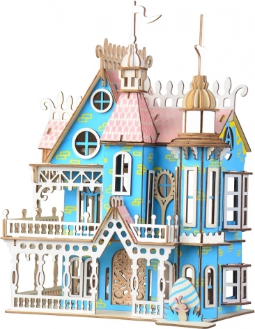 Woodcraft træ 3D‑puslespil eventyrvilla