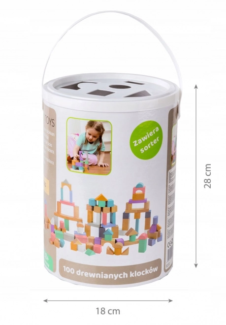 Træklodser 100 stk i spand med sorter Ecotoys