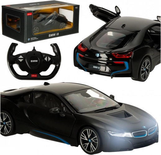 RC bil RASTAR BMW i8 1:14 med åbne døre – sort