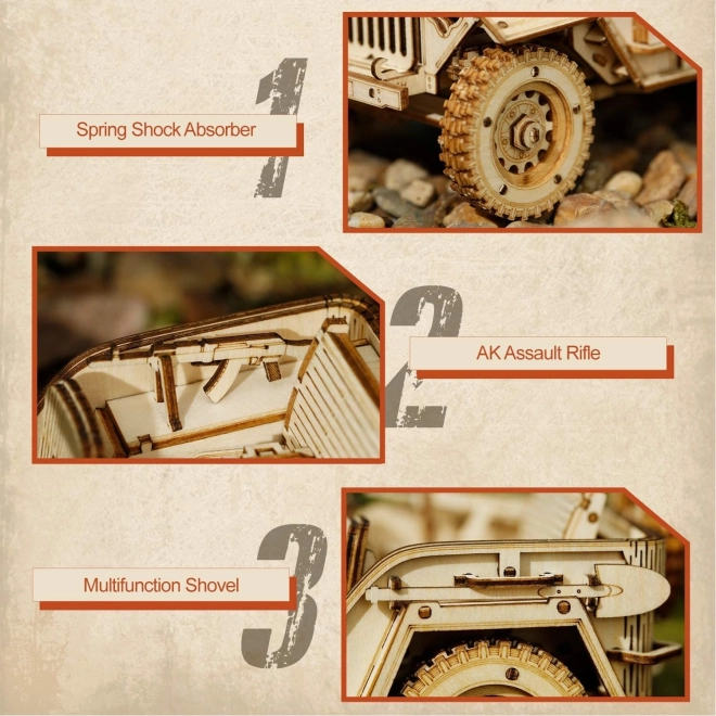 Army Jeep - 3D træ puslespil