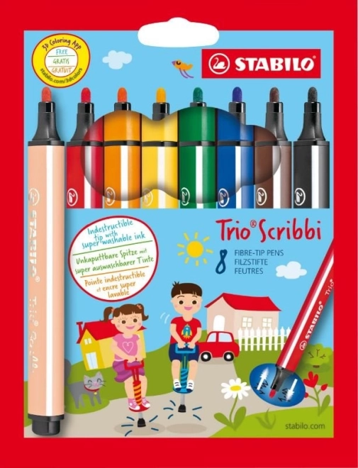 Sæt tuscher STABILO Trio Scribbi 8 stk.