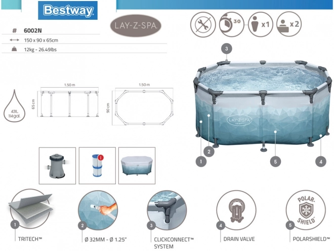 Bestway Isbad Med Filtrering 150x90 cm