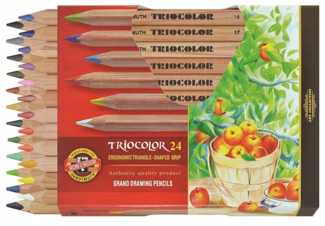 KOH-I-NOOR Trekantede farveblyanter 3154 Triocolor Natur kraftige 24 stk