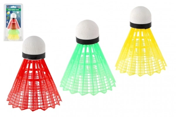 Bold/kurve til badminton farverige plast 3 stk på kort 11x21 cm