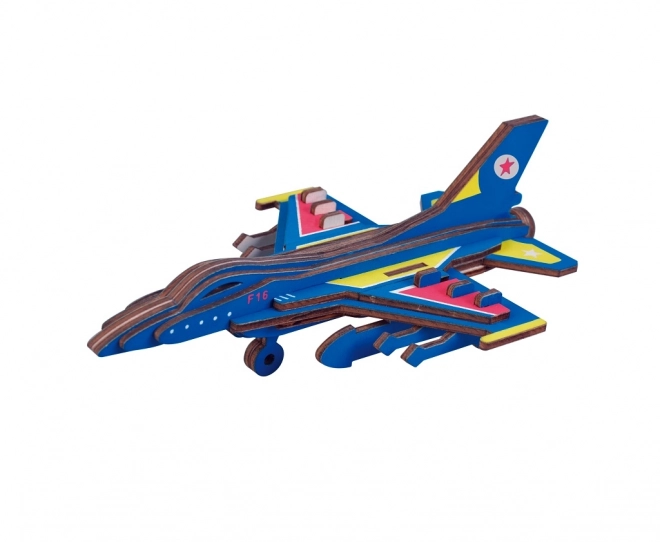 Woodcraft Træ 3D puslespil Kampfly F16
