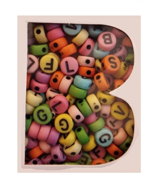 Sæt af perler - bogstaver pastel + 1 meter snor