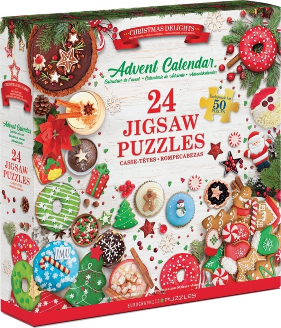 Adventskalender med puslespil Eurographics 24 x 50 stykker – Julegodter