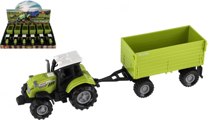 Plasttraktor med lad 26 cm med lys og lyd