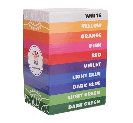 Farvet Holi pulver - 10 x 100 g