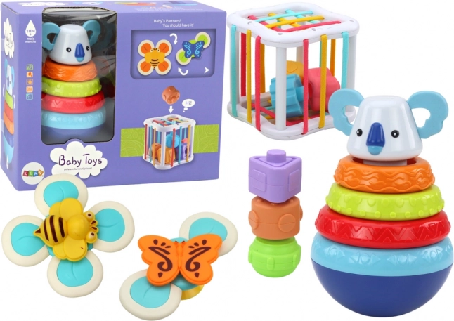 Sæt af sanselegetøj Tower Koala Educational Cube Spinners