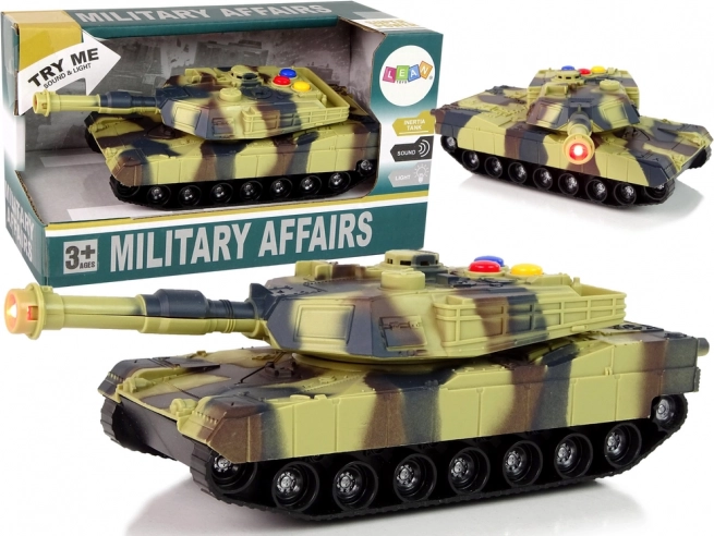 Militært tank 1:32 brun camouflage med lyde og lys