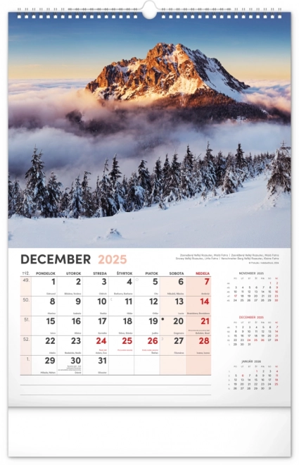Vægkalender Vores Slovakiet 2025, 33 × 46 cm