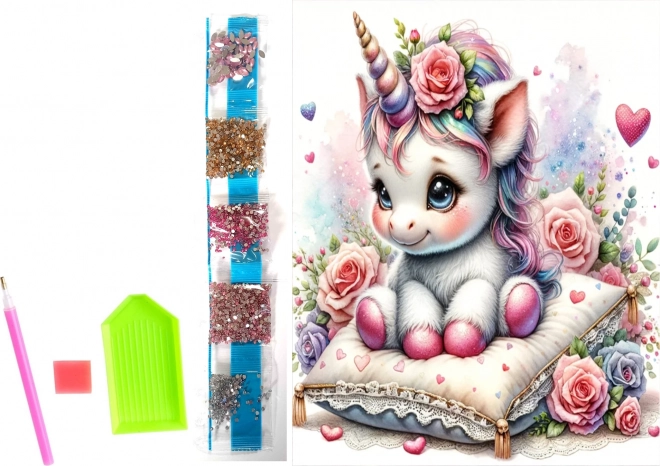 NORIMPEX Diamantmaling på lærred Blomsterenhjørning 23x30cm