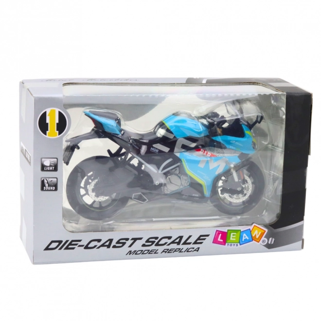 Sportmotorcykel metal blå 1:12
