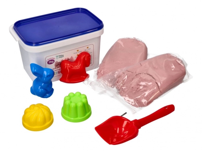 ADAM TOYS Kinetisk sand lyserød 2 kg + forme og skovl