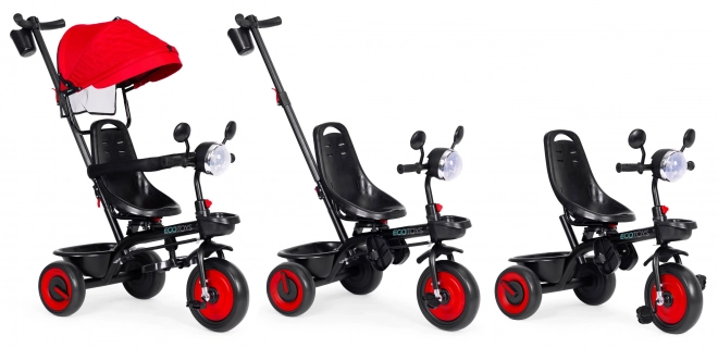 3i1 trehjulede cykel med drejeligt sæde og kaleche rød ECOTOYS