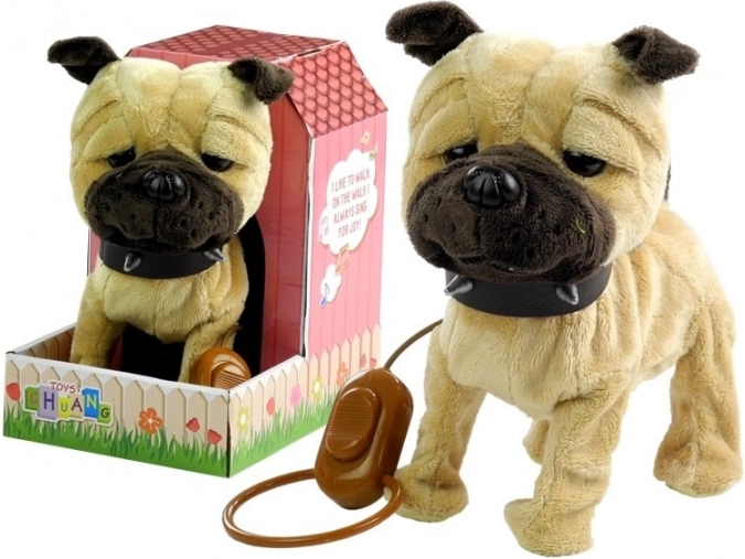 Interaktiv hund på snor med hundehus – beige