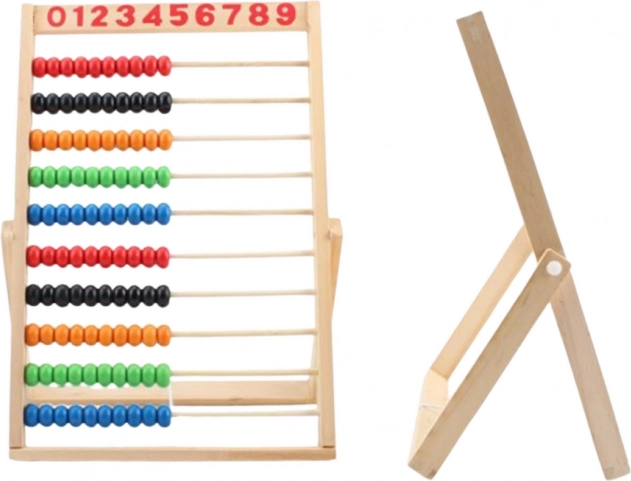 Skole-træabacus med farvede perler