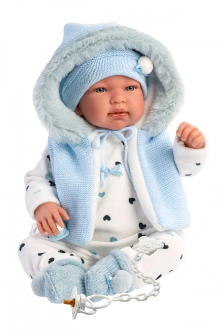 Llorens 84439 NEW BORN - realistisk dukke baby med lyde og blødt stoflegeme - 44 cm