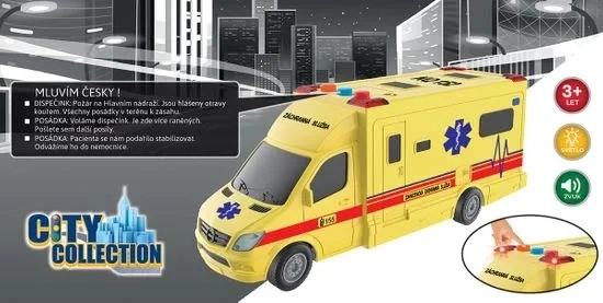 Ambulance med inertisystem, lyseffekter og lydeffekter