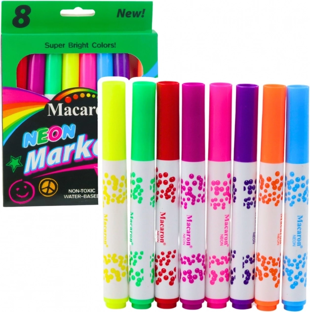 Sæt med neon-tuschpenne vandbaseret blæk 8 stk.