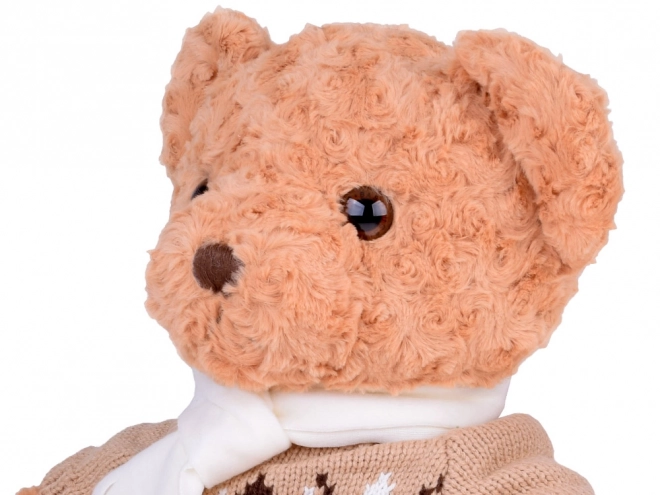 Blød plys bjørn i sweater og halstørklæde, 60 cm
