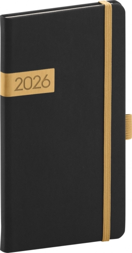Lomme kalender Sort-Guld Twill 2026