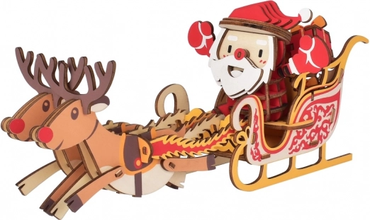 Woodcraft træ 3D-puslespil Julemandens slæde