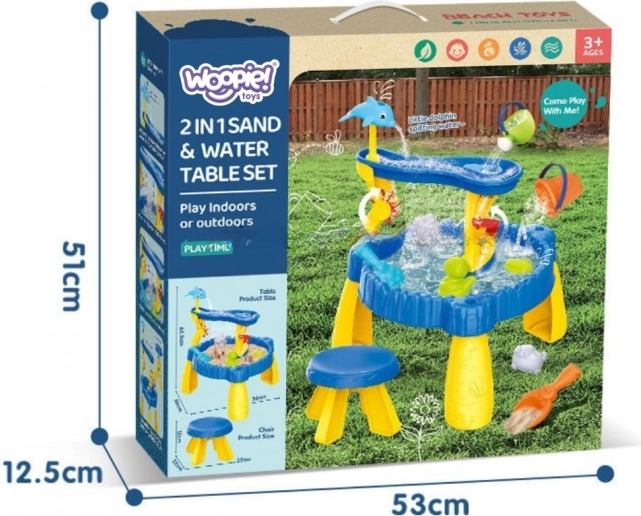 Woopie Bord til vand og sand XL med stol 2i1 Delfin 12 enheder