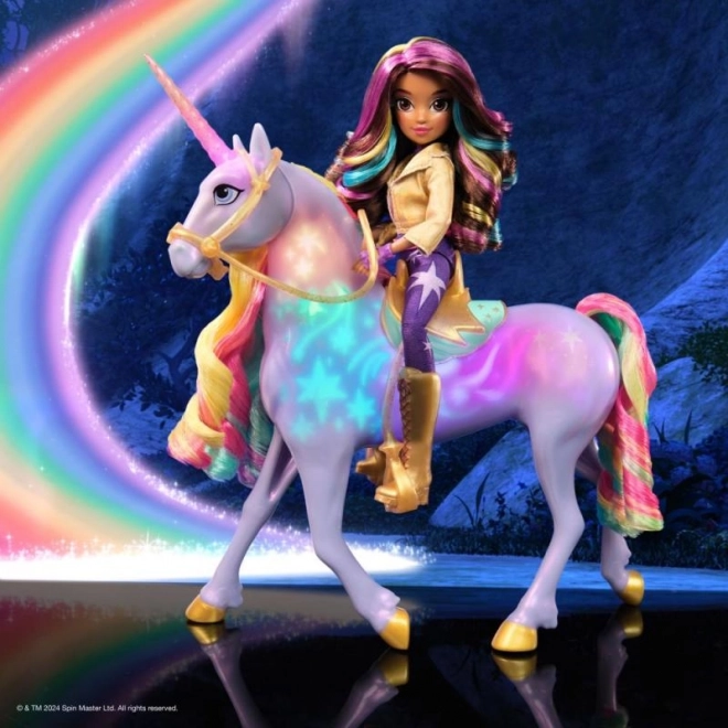 UNICORN AKADEMIET LYSENDE ENHJØRNING WILDSTAR MED DUKKEN SOPHIA 24cm