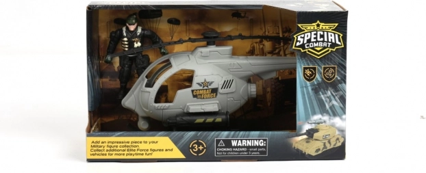 Militær helikopter med figur og tilbehør
