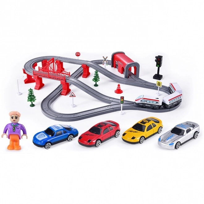 Elektrisk togbane med bro og tunnel