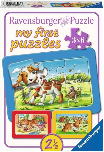 RAVENSBURGER Mit første puslespil Dyrevenner 3x6 brikker