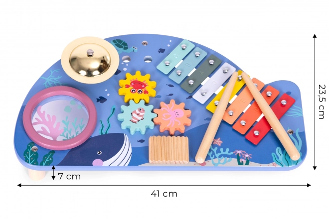 Musikbord med xylofon, bækkener, tamburin og rangle havverden ECOTOYS