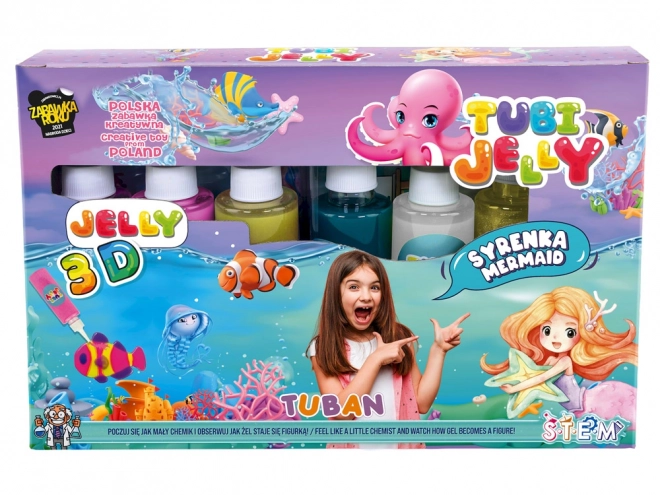 Tubi Jelly kreativt sæt havfrue 6 farver gelé figurer