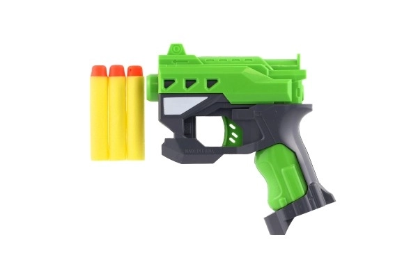 Pistol til skumpatroner 12x14cm plast + 3 stk patroner 2 farver på kort