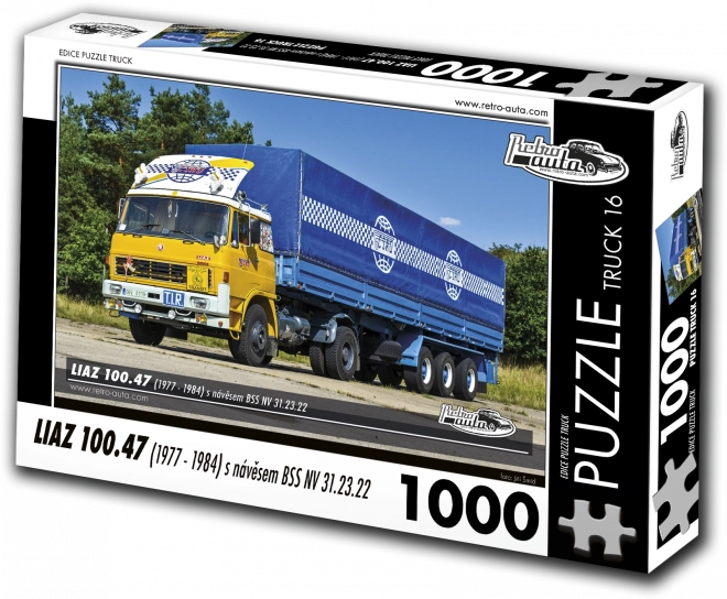 Puslespil retro‑biler lastbil Liaz 100.47 med påhængsvogn BSS NV 31.23.22 (1977–1984) – 1000 brikker