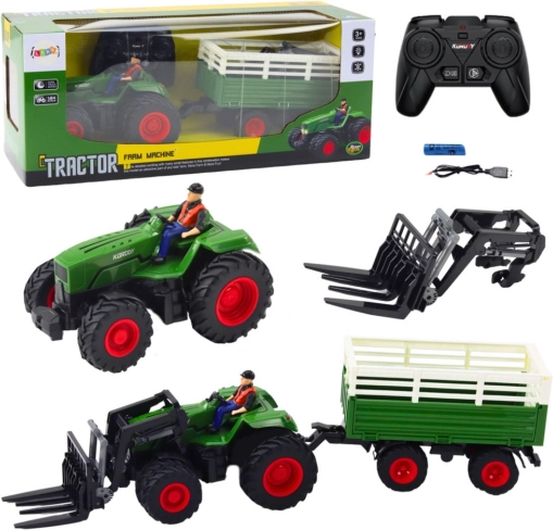 RC traktor med trailer og gafler 2,4 GHz