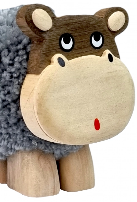 Træfigur XL Flodhest med Pompon