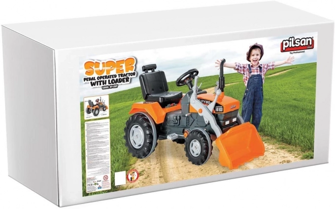 Pilsan traktor med pedal og skovl XXL orange