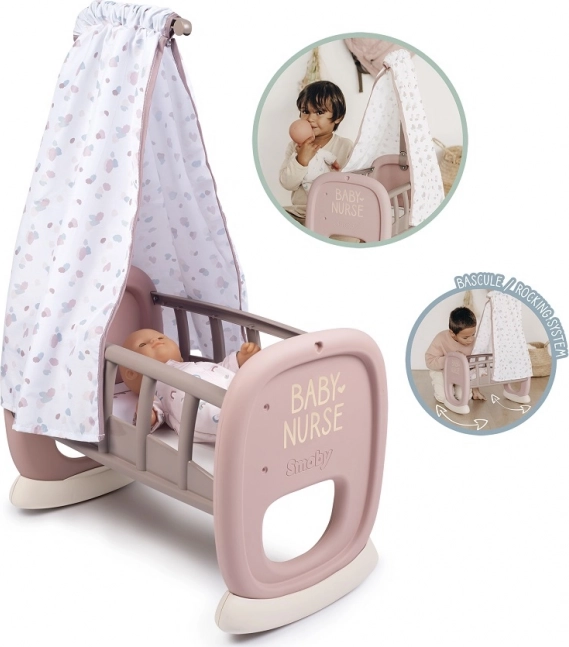 Smoby Baby Nurse vugge med baldakin til dukker