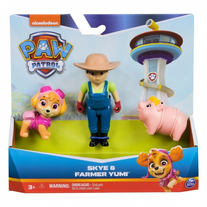 Sæt med figurer fra Paw Patrol Skye og landmand Yumi